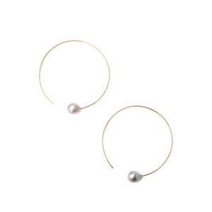 Chan Luu Grey Pearl Halo Hoop Earrings